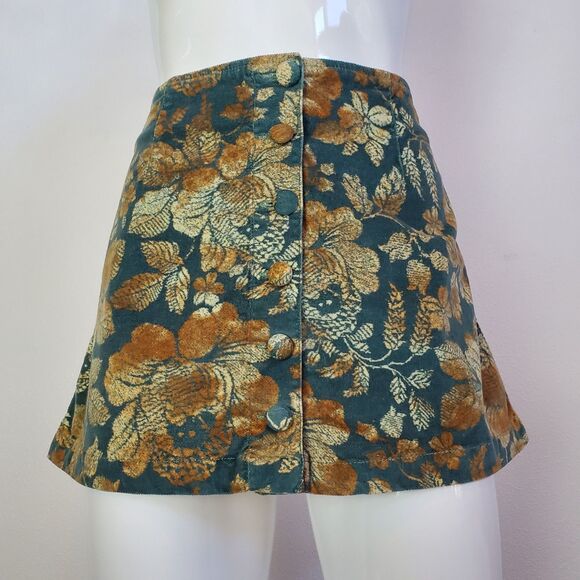 Free People Green Floral Micro Mini Skirt - Picture 8 of 11